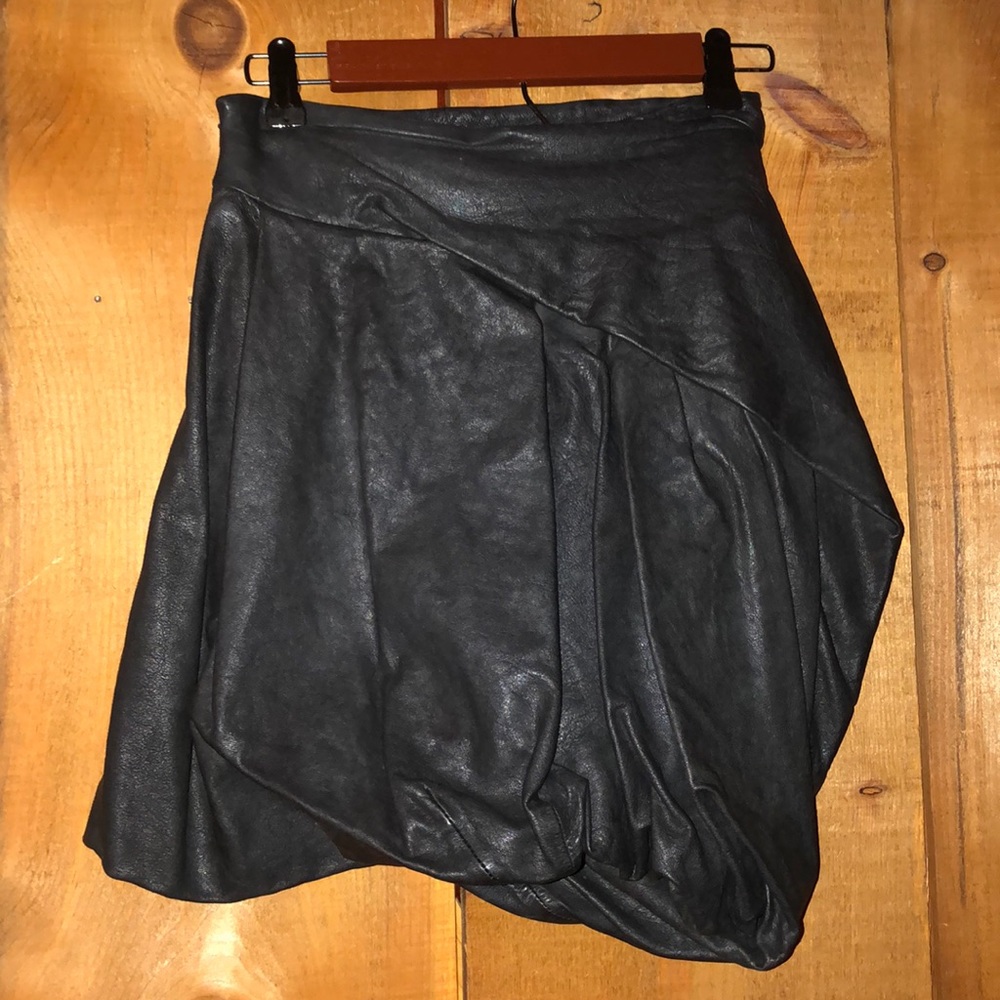 All Saints Asymmetric Leather Skirt